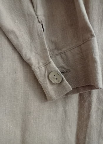 Bej Keten Kadın Gömlek - Görsel 2