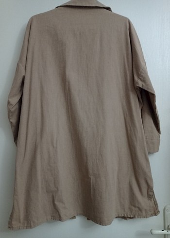 Bej Keten Kadın Gömlek - Görsel 5