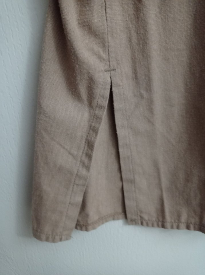 Bej Keten Kadın Gömlek - Görsel 3