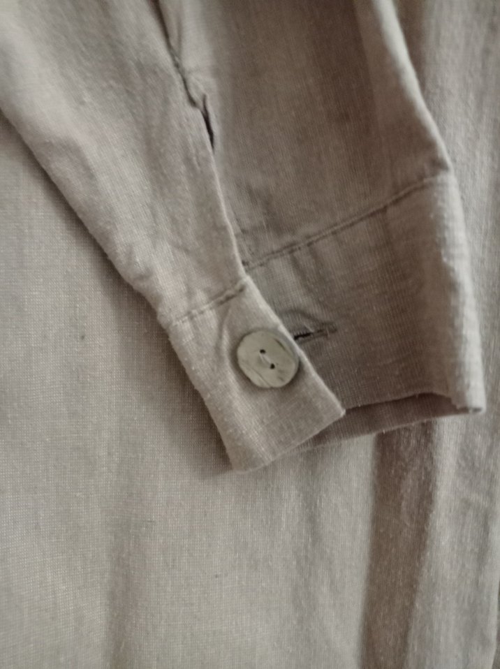 Bej Keten Kadın Gömlek - Görsel 2