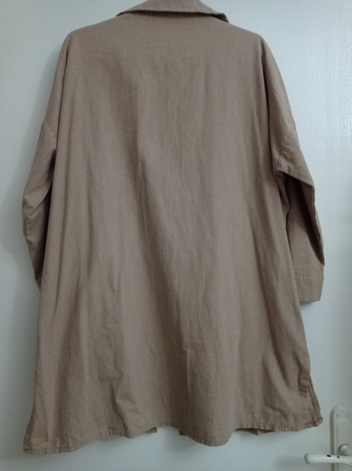 Bej Keten Kadın Gömlek - Görsel 5