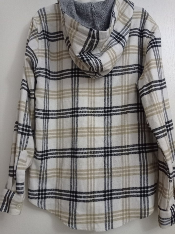 Kareli Kadın Gömlek-Ceket - Görsel 5