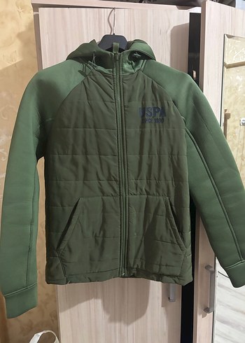 Uspa marka
Erkek Haki Fermuarlı Kapüşonlu Sweatshirt - Görsel 3