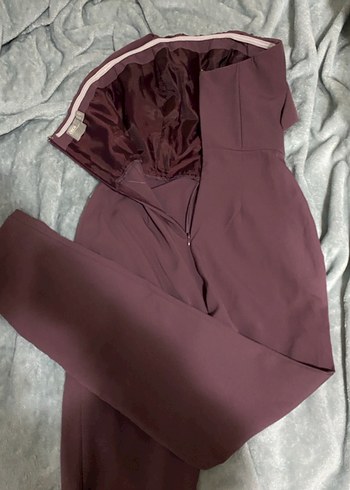 Gül Kurusu Straplez Drapeli Kadın Tulum - Görsel 2