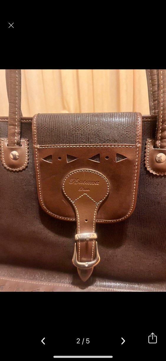Vintage Katana Paris Kahverengi Hakiki Deri Çanta - Görsel 2