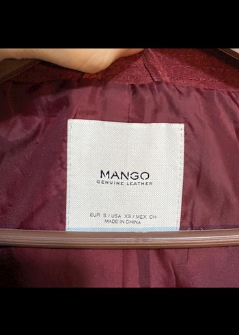 Mango Bordo Hakiki Süet Deri Biker Ceket - Görsel 2