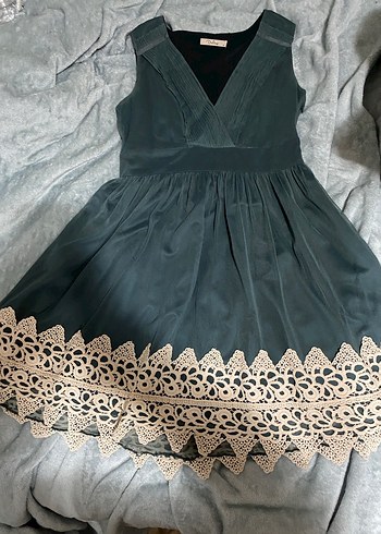 Dantel Detaylı Vintage Midi Elbise - Görsel 2