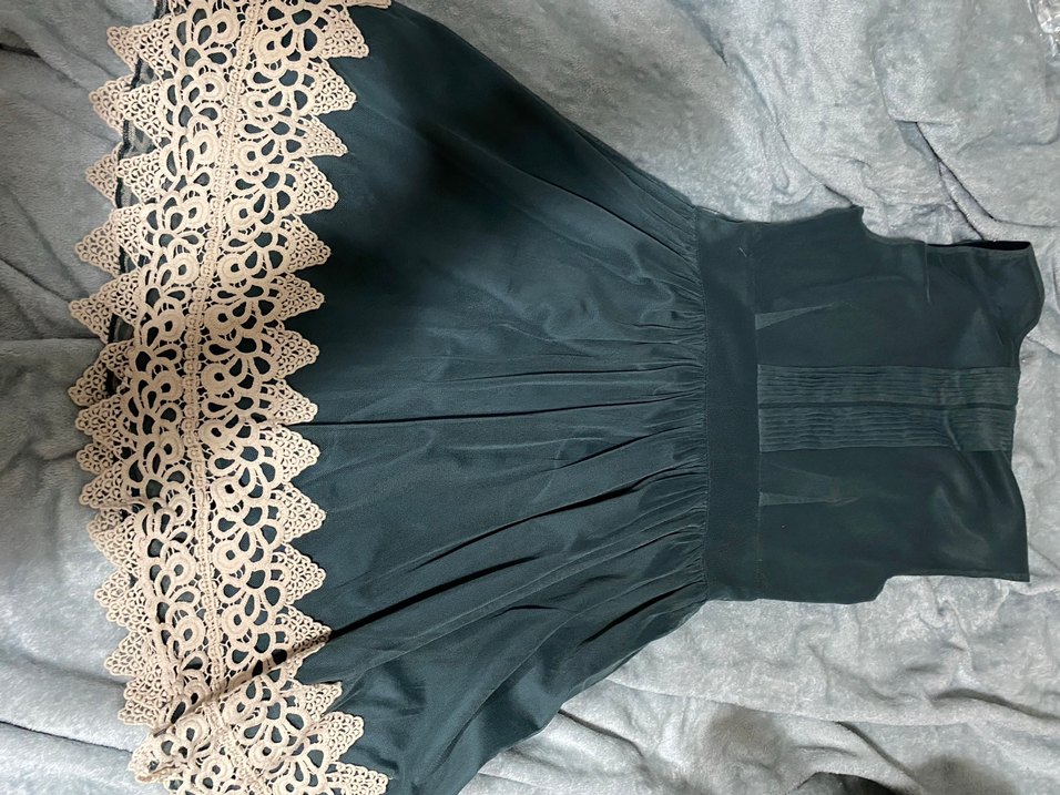 Dantel Detaylı Vintage Midi Elbise - Görsel 3