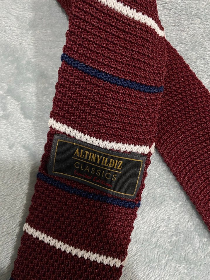 Altınyıldız Triko Bordo Çizgili Erkek Kravat - Görsel 3