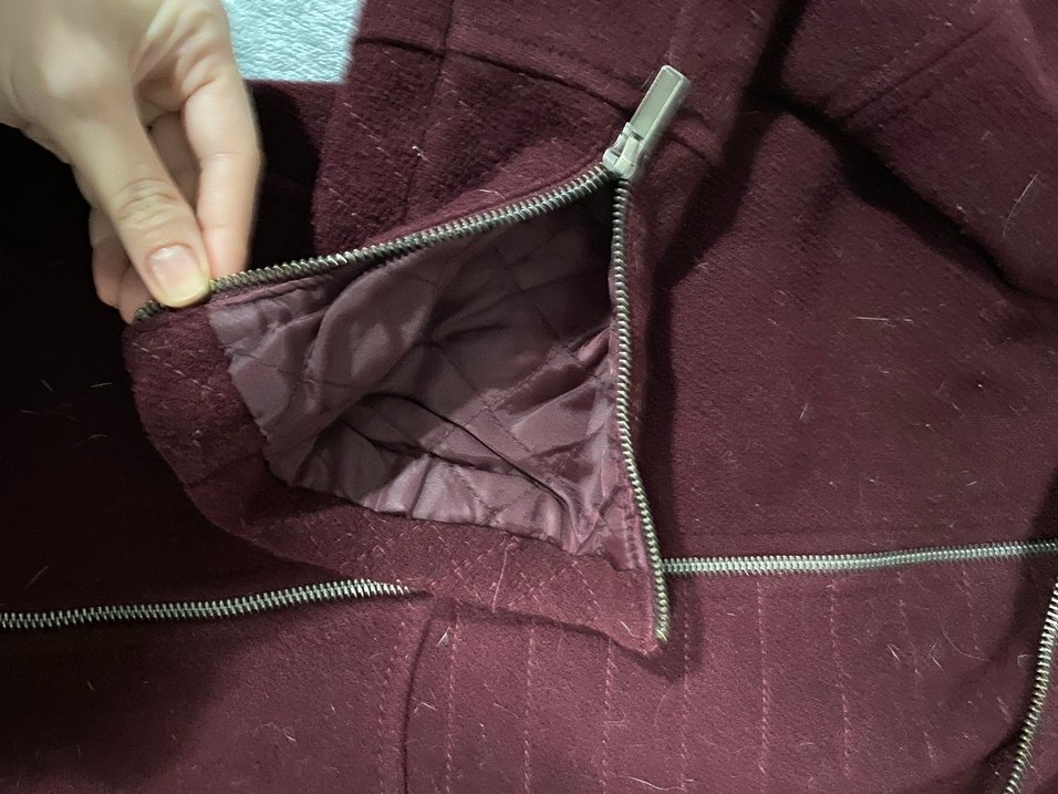 Bershka Bordo-Mürdüm Yünlü Kaban - Görsel 5