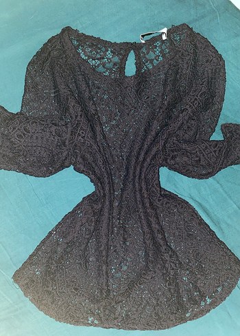 Fairycore Y2K Siyah Dantel Bohem Bluz - Görsel 2