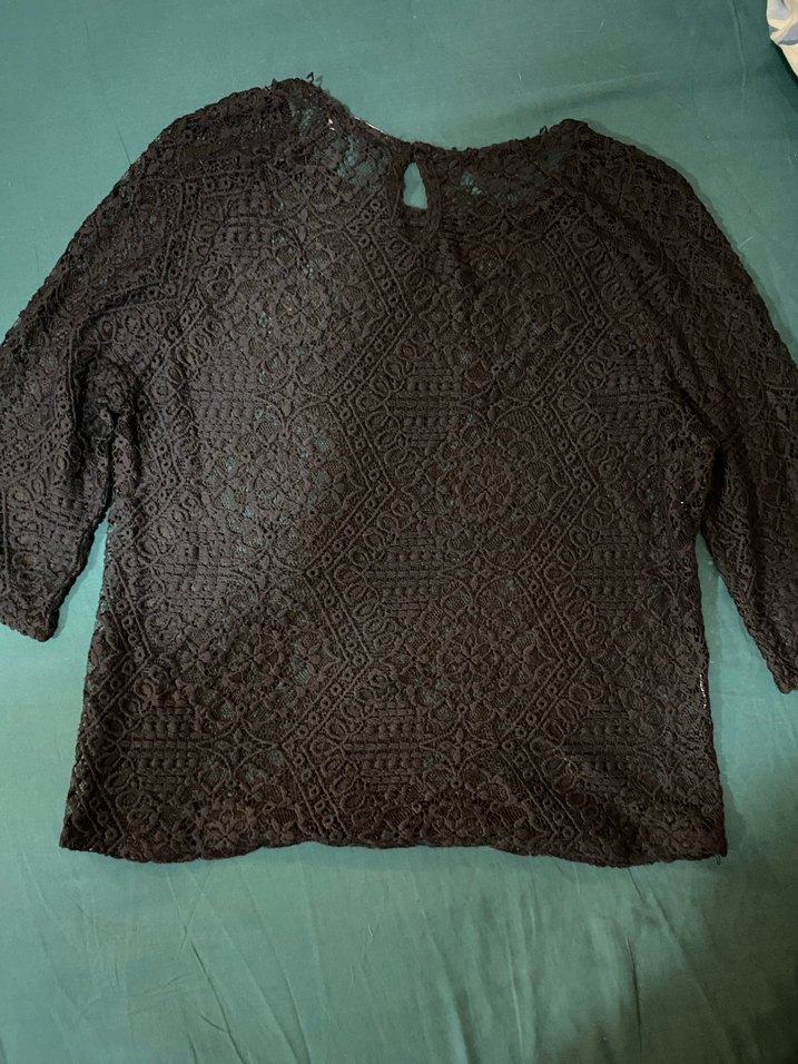 Fairycore Y2K Siyah Dantel Bohem Bluz - Görsel 3