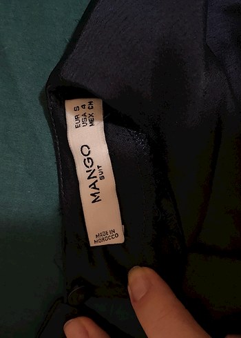 Mango Lacivert Saten Drapeli Bluz - Görsel 3