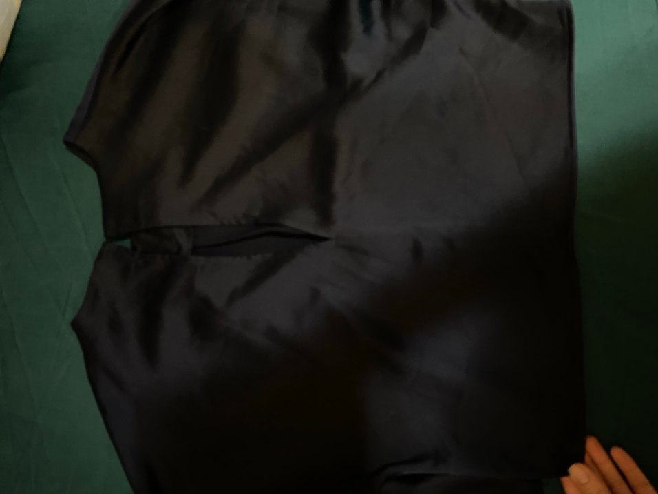 Mango Lacivert Saten Drapeli Bluz - Görsel 4