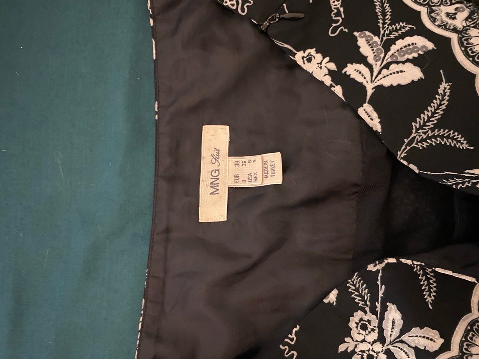 Mango Fairycore Y2K Siyah Desenli Şifon Etek - Görsel 4