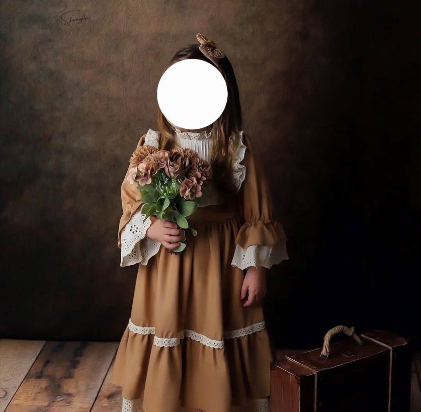 Bej Vintage Uzun Keten Elbise - Görsel 2