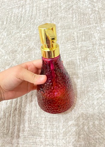 Altın Kapaklı Kırmızı Cam Sıvı Sabunluk - Görsel 2