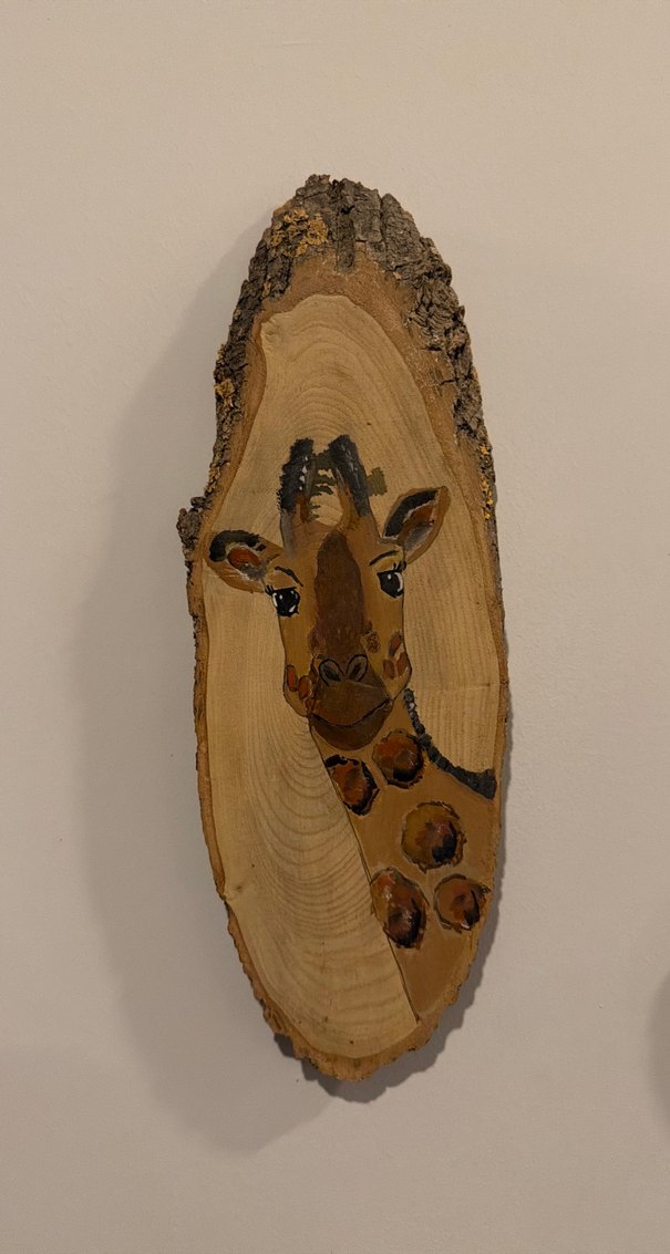 Ahşap Dilim Üzerinde Zürafa Figürü - Görsel 2