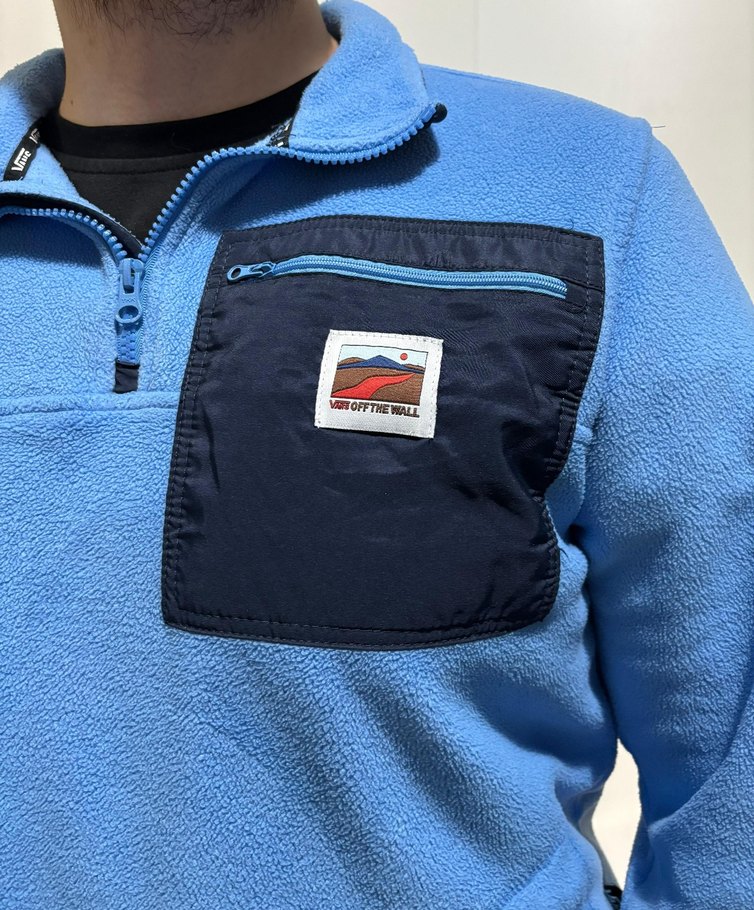 Vans Erkek Mavi Fermuarlı Polar Sweatshirt - Görsel 2