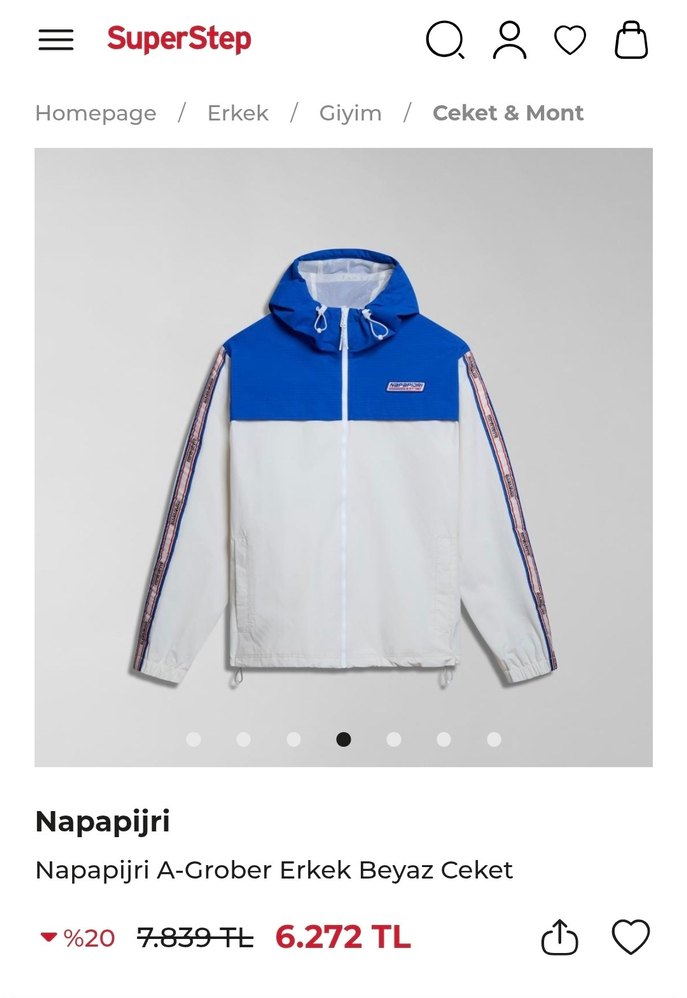 Napapijri Erkek Beyaz Mavi Fermuarlı Rüzgarlık - Görsel 2