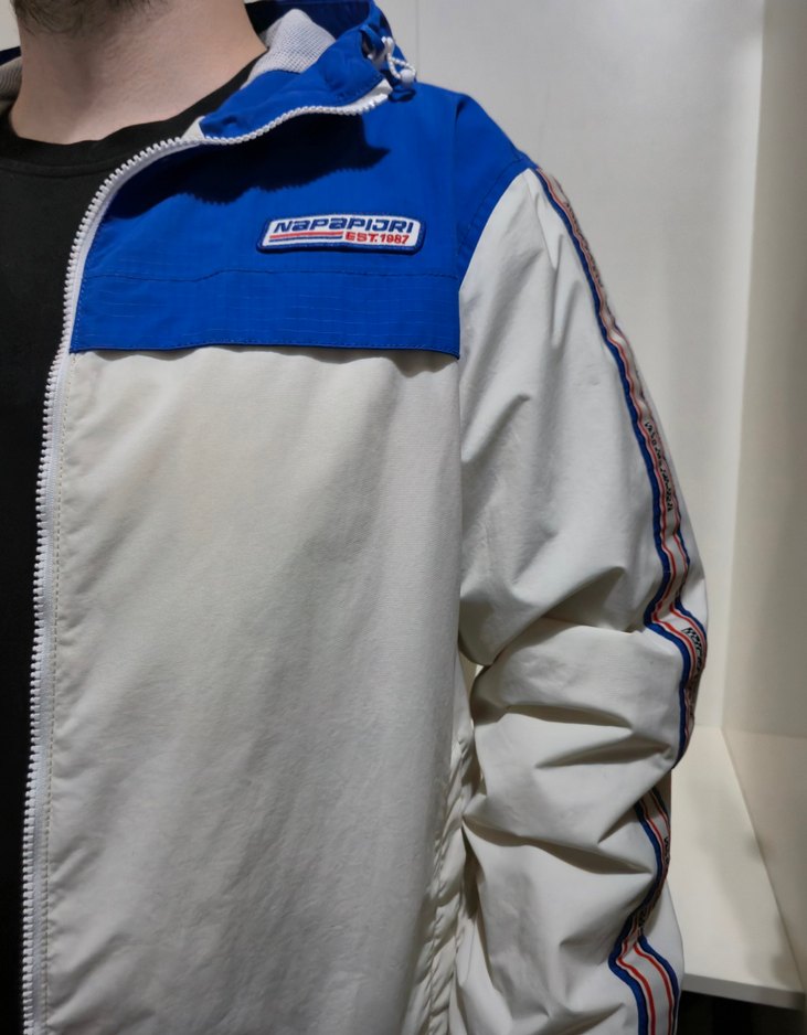Napapijri Erkek Beyaz Mavi Fermuarlı Rüzgarlık - Görsel 4