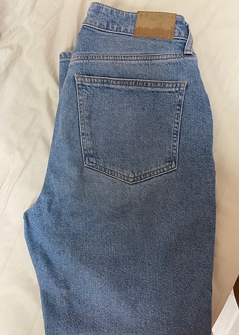 Düğmeli Gri Mavi Kadın Denim Jean - Görsel 3