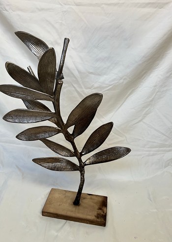 Ahşap Tabanlı Metal Yaprak Figürü - Görsel 2