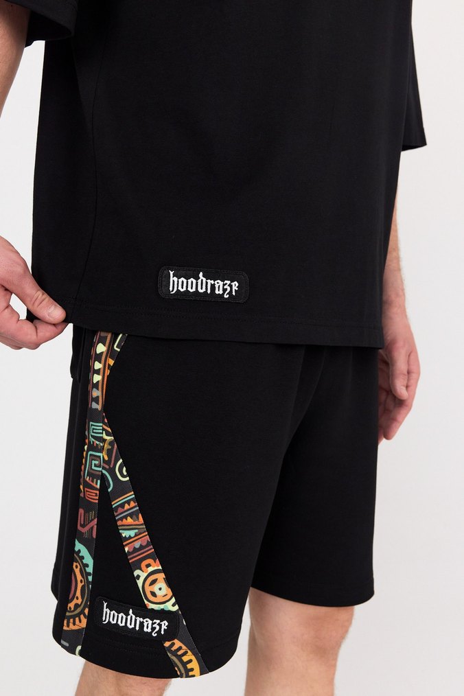 hoodraze/Erkek Siyah çapraz garni şort - Görsel 3