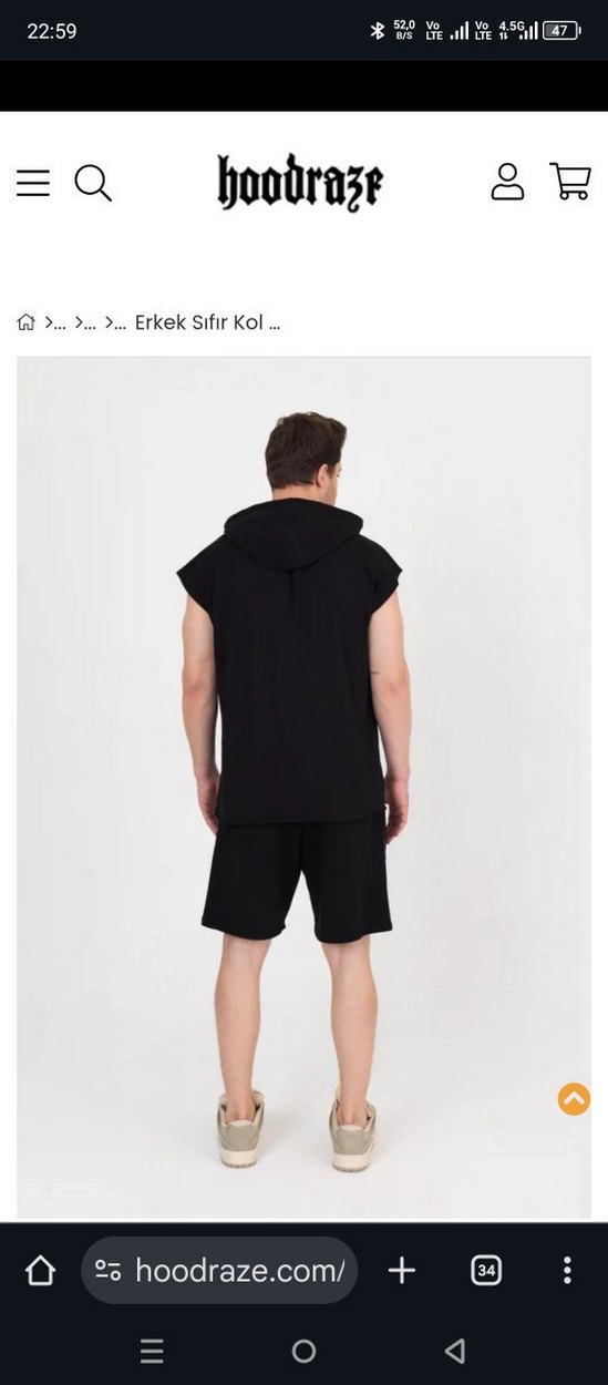 hoodraze sıfır kol kapşonlu tişört - Görsel 4
