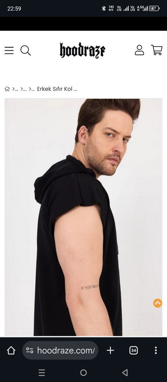 hoodraze sıfır kol kapşonlu tişört - Görsel 5