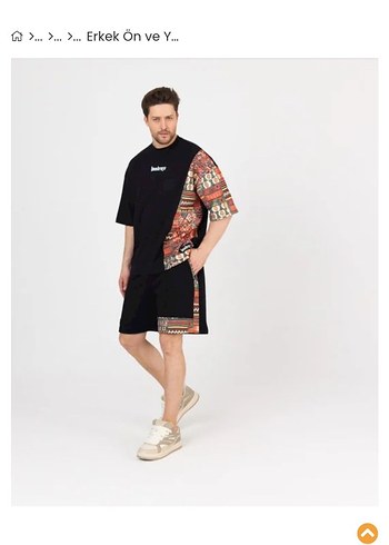 hoodraze/Etnik Desenli Siyah Oversize Tişört - Görsel 2