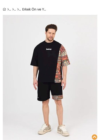 hoodraze/Etnik Desenli Siyah Oversize Tişört - Görsel 3