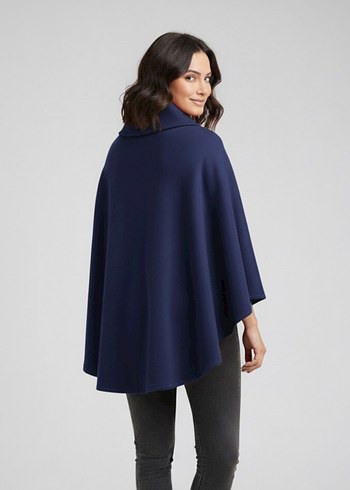hoodraze Nakışlı Lacivert Kadın Panço - Görsel 3