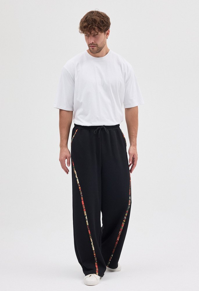 Erkek Siyah Bağcıklı Salaş Pantolon - Görsel 2