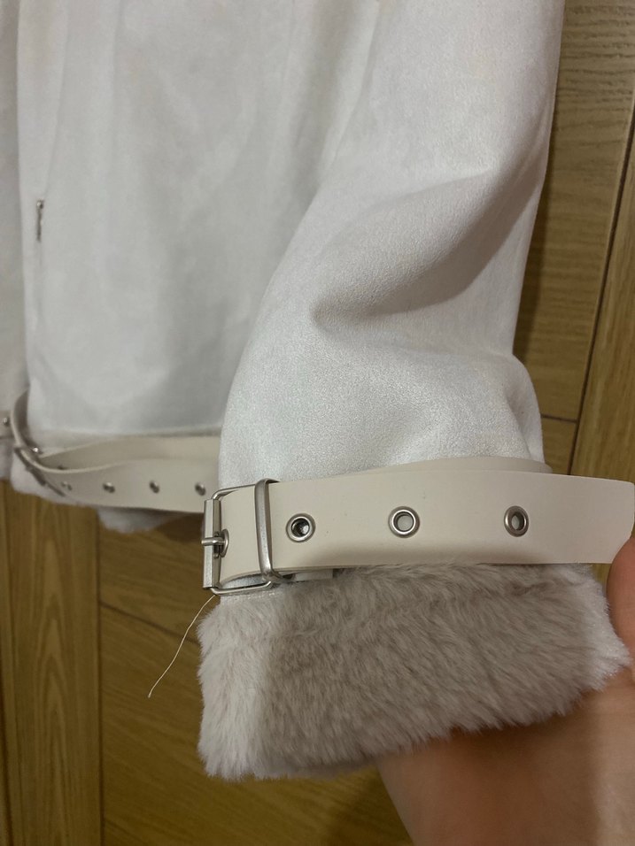 Kadın Bej Süet Kemerli Ceket - Görsel 3