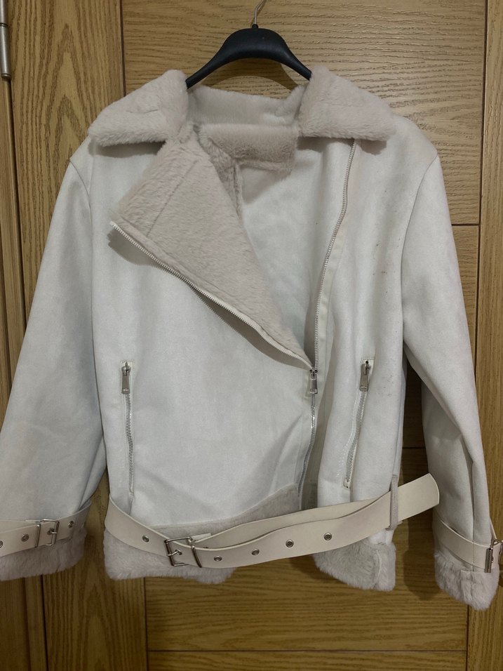 Kadın Bej Süet Kemerli Ceket - Görsel 4