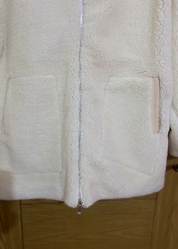 Beyaz Kadın Peluş Midi Ceket - Görsel 7
