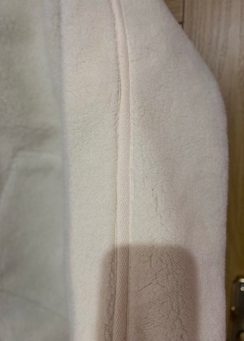 Beyaz Kadın Peluş Midi Ceket - Görsel 6