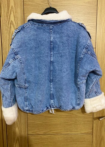 Kadın Gri Kısa Tüylü Denim Ceket - Görsel 6