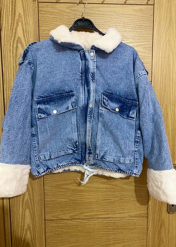 Kadın Gri Kısa Tüylü Denim Ceket - Görsel 5