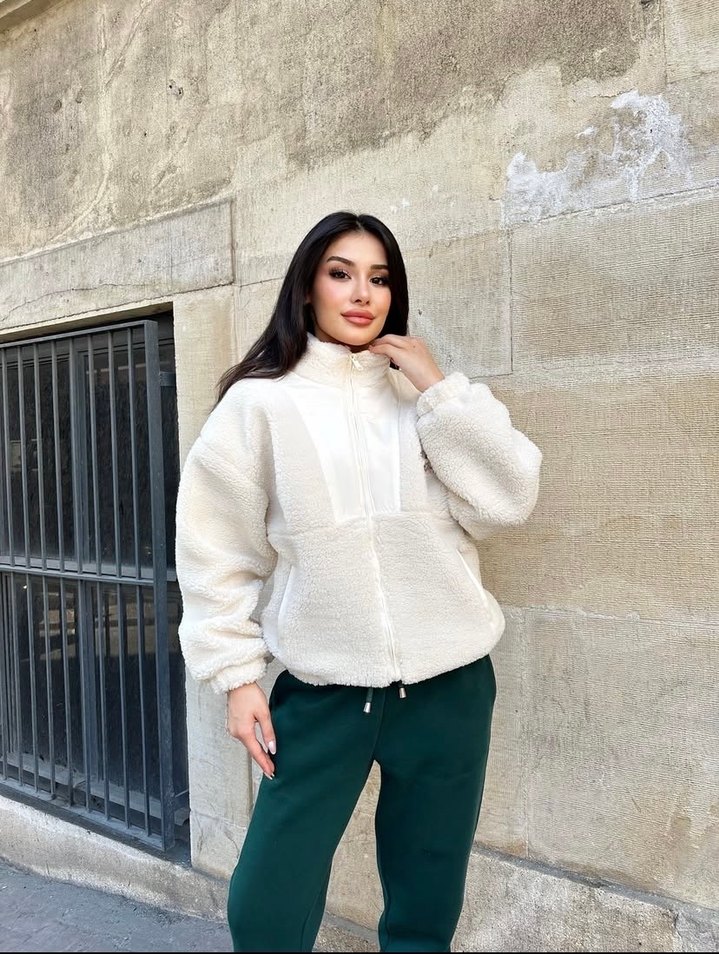 Kadın Beyaz Rahat Puff Mont - Görsel 5