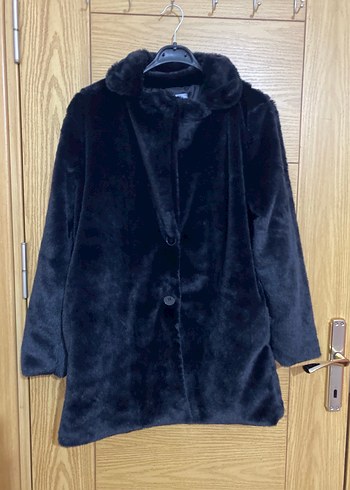 Siyah Kadın Suni Kürk Midi Kaban - Görsel 6