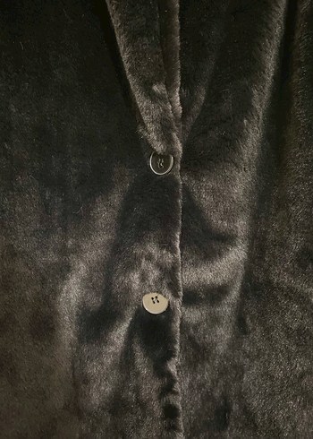 Siyah Kadın Suni Kürk Midi Kaban - Görsel 8