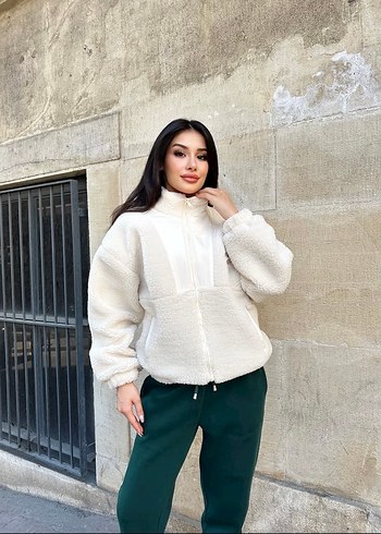 Beyaz Şişme Yumuşak Kumaşlı Kadın Ceket - Görsel 2