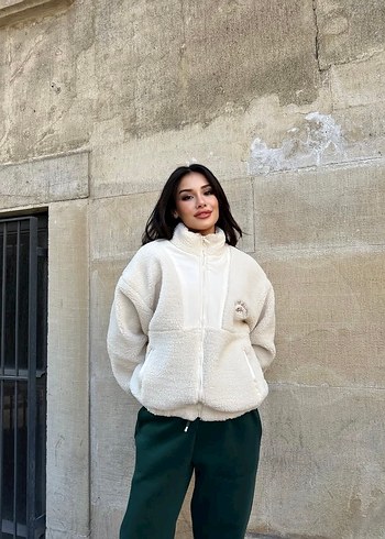 Beyaz Şişme Yumuşak Kumaşlı Kadın Ceket - Görsel 5