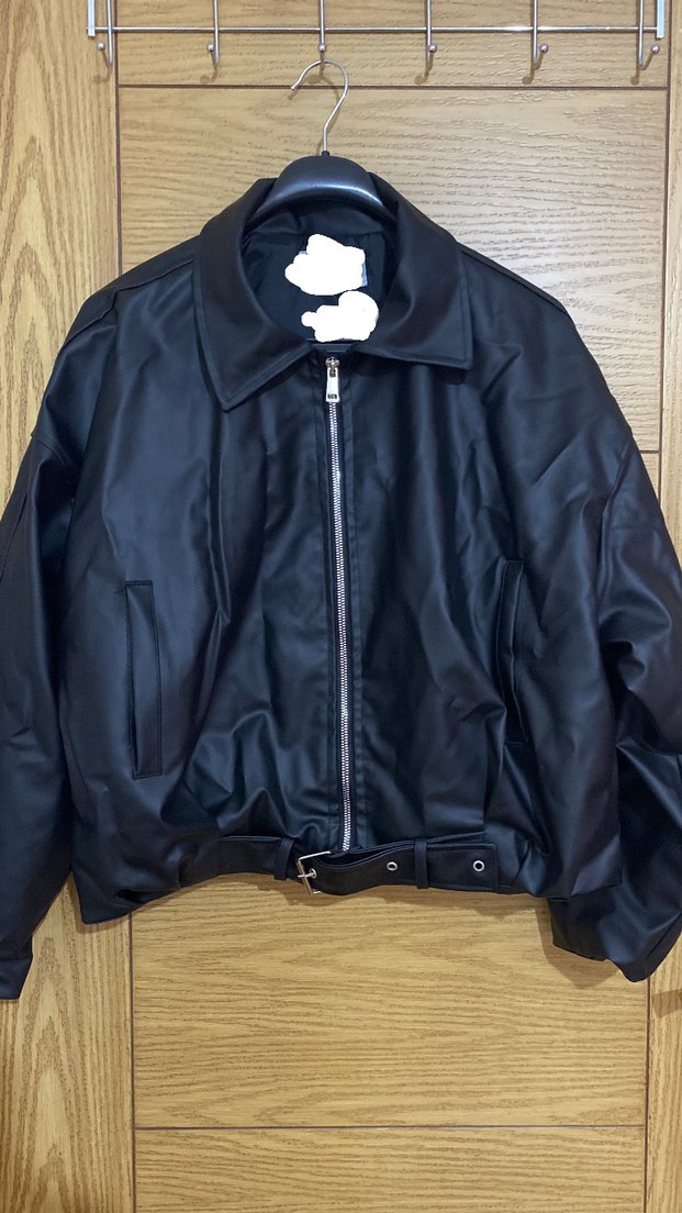 Kemer Detaylı Siyah Deri Kadın Ceket - Görsel 5