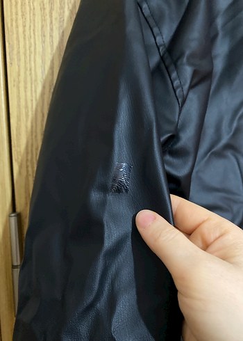 Kürk Detaylı Siyah Deri Kadın Ceket - Görsel 4