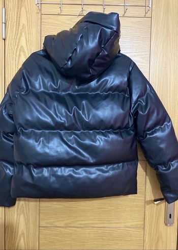 Siyah Deri Şişme Kadın Kışlık Ceket - Görsel 7