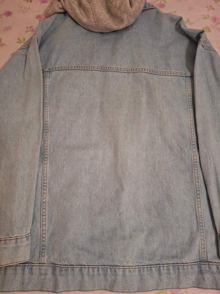 Kapüşonlu Mavi Denim Ceket - Görsel 3