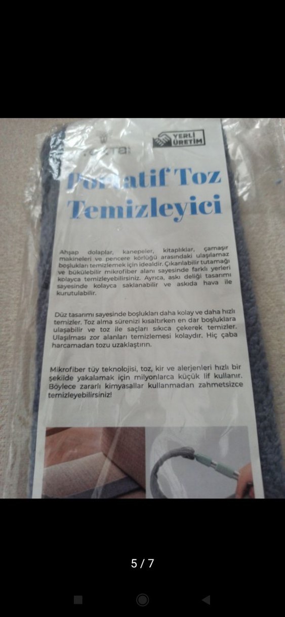 Gri Toz Temizleyici Aparat her ebat mop sapına uygun - Görsel 2